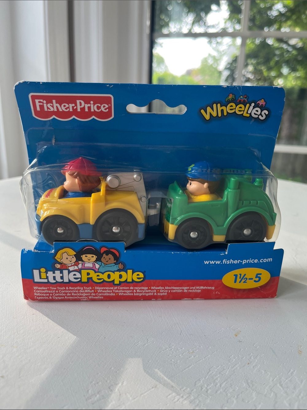 NWT Fisher-Price Little People Wheelies Yellow and Green Trucks with Drivers
